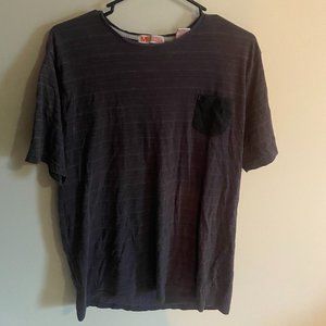 Grey Striped Front Pocket T